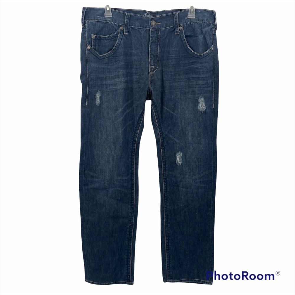 Vintage JNCO Size 38 X 34 Denim Distressed Straight Leg Jeans